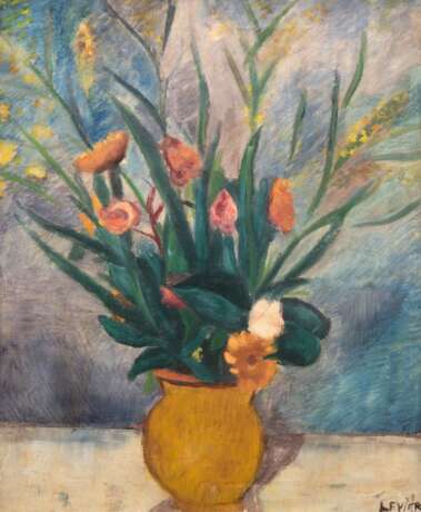 Levier, Adolfo (1873 Triest/ Italien-1953 ebenda) "Blumenstilleben", Öl/Lw., sign. u.r., 58x48,5 cm, Rahmen - photo 1