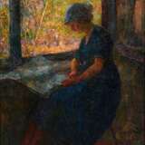 Schmitz-Pleis, Carl (1877-1943) "Lesendes Mädchen am Fenster", Öl/ Lw., sign., am Keilrahmen mit Nachlaßstemmpel, 50x40 cm, Rahmen - photo 1