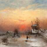 Gogarten, Heinrich (1850 Linz am Rhein-1911 München) "Abendliche Winterlandschaft", Öl/Lw., sign. u.l., 87x67 cm, Rahmen ( Münchner Maler, Studium an der Kunstakademie Düsseldorf, Ausstellungen im Münchener Gla… - photo 1