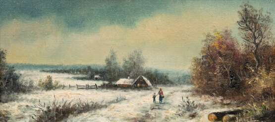 "Winterlandschaft", Öl/ Lw./ Holz, undeutl. sign. u.r., 13x27 cm, Rahmen - photo 1