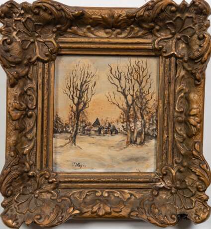 Loy, Dieter (Maler 20. Jh.) "Kate im Winter", Öl/ Hartfaser, sign. u.l. und dat. ´77, 12x11 cm, Rahmen - photo 1