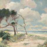 Blankenburg, Richard (1891 Frankfurt/ Oder-1965 Rostock) "Küstenlandschaft mit Windflüchtern", Öl/ Hartfaser, sign. u.r., 44,5x65 cm, Rahmen (Deutscher Landschaftsmaler, seine bekanntesten Werke sind die Rostoc… - photo 1