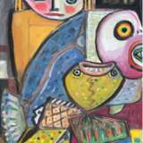 Eckhardt, Wolfgang (1935 geb. in Leipzig) "Besuch im Museum" (Ozeaneum in Stralsund), Öl/Hf., monogr und dat. '15u.r., rücks. betitelt und signiert, 78x58,5 cm, Rahmen (Nach einem Musikstuduim und Arbeit als Be… - Foto 1