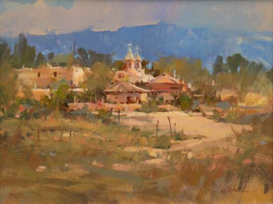 Yates, Marilyn (Malerin 20. Jh.) "Ansicht einer Ranch in New Mexiko", Öl/ Hartfaser, sign. u.r., 30,5x41 cm, Rahmen - photo 1