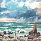 "Kinder am Ostseestrand", Öl/Lw., undeutlich sign. u.r., Künstlerkolonie Skagen, 81,5x115 cm, Rahmen - photo 1