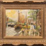 Richter-Reich, Franz Max (1896-1950) "Blumenmarkt in Amsterdam", Öl/Lw., mittig unten sign., 30x40,5 cm, Rahmen - Foto 1