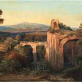 Rathjen, Carl (1855 Bremen-1919 Hamburg) "Italienische Landschaft", Öl/Lw., sign. u. dat. '72 u.l., 25x42 cm, Rahmen (war tw. in Ahrenshooper Künstlerkolonie tätig) - Foto 1
