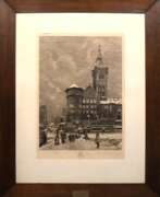 Книжная и журнальная графика. Ulbrich, Hugo (1867-1928) &quot;Das Krönungsschloss zu Königsberg&quot;, Radierung, in der Platte monogr., handsign., bez. und dat 1908, 76x5305 cm, im Passepartout hinter Glas und Rahmen