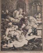 Книжная и журнальная графика. Prestel, Marie Catherine (1774-1794) &quot;Les chanteurs rustiques-Rustikale Sänger&quot;, Aquatinta-Radierung, in der Platte sign. und dat. 1775, 34x28 cm, im Passepartout hinter Glas und Rahmen
