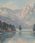 Книжная и журнальная графика. Theis, Heinz (1894 Holz-1966 Garmisch-Partenkirchen) &quot;Eibsee bei Garmisch-Partenkirchen&quot;, Öldruck, bez. &quot;Garmisch&quot;, 19,5x27 cm, Rahmen
