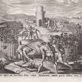 Collaert, Hans (1566-1628) "A domino missos ad bacchica dona coloni Multarunt natum porro dedere neci.20.", Kupferstich, bez. u.r. "Hans Collaert Antwerpen 1590", 22x28 cm, Blatt u.l. Ecke besch., im … - фото 1