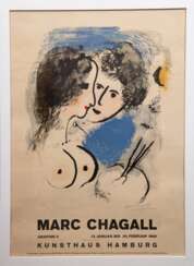 Chagall, Marc (1887 Liosno-1985 Saint Paul-de-Vence) Plakat &quot;Kunsthaus Hamburg 13. Januar bis 20. Februar 1966&quot;, Offset-Poster, 82x57 cm, hinter Glas und Rahmen