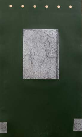 Ecker, Bogomir (1950) "Ohne Titel", Siebdruck auf grünem Grund, auf Pappe fixiert, unsign., 59x35 cm, ungerahmt - фото 1