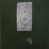 Ecker, Bogomir (1950) "Ort des Geschwindigkeitsbauches", Siebdruck auf grünem Grund, auf Pappe fixiert, unsign., 59x35 cm, ungerahmt - photo 1