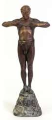 Picciole, J.M. (um 1900) &quot;La Force- Die Kraft&quot;, Bronze, braun patiniert, auf Sockel betitelt und bezeichnet, H. 31 cm