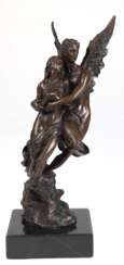 Bronze-Figur &quot;Amor und Psyche&quot;, braun patiniert, Nachguß, bez. &quot;Godet&quot;, H. 27 cm, auf schwarzem, quadratischem Steinsockel, Ges.-H. 30 cm