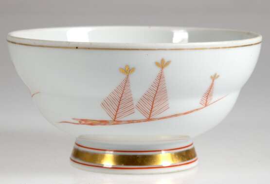 Art-Deco Schale, Fritz von Stockmayer (1877-1940) für Arzberg, Goldrand betrieben, Gebrauchspuren, H. 9 cm, Dm. 17,5 cm - Foto 1