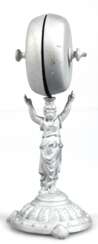 Portierdrehklingel, figürlich, Metallguß, grau, Fuß mit Riß, H. 21,5 cm