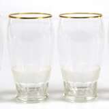 4 Wassergläser, 1920, mit Steinel- und Facettenschliff und Goldrand, H. 12,5 cm - photo 1