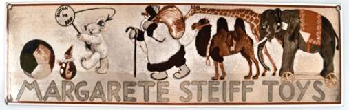 Email-Werbeschild "Margarete Steiff Toys", 14x48 cm, min. Gebrauchspuren - фото 1