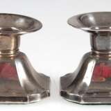 Paar Leuchter, 835er Silber, 1-kerzig, vierpassiger Fuß gefüllt, H. 4,3 cm - photo 1