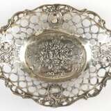 Durchbruchschälchen, oval, Silber (geprüft), mittig Rosenrelief, durchbrochener Rand, Gew. 53 g, 2x13x10,5 cm - photo 1