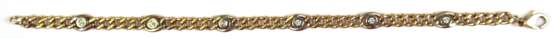 Brillant-Armband, 585er GG, besetzt mit 6 Brillanten von zus. ca. 0,24 ct., Karabinerhaken, Ges.-Gew. 13,54 g, L. 20,5 cm - фото 1