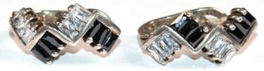 Ohrringe, 925er Silber, &quot;de Silva&quot;, schwarze und weiße Zirkonia