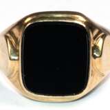 Herrenring, 585er Gg, mit Onyx-Platte, Ges.-Gew. ca. 6,9 g, RG 69 - Foto 1