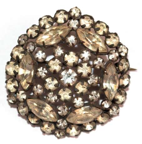 Strassbrosche wohl um ca. 1850, alle Steine original, Durchmesser ca. 3,6 cm - photo 1