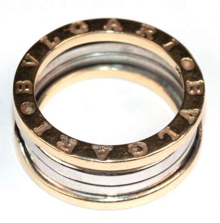 Bulgari-Ring, 585er GG/ WG, 3 Band, seitlich punziert, Ges.-Gew. 9,22 g, RG 60 - photo 1
