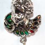 Kette und Anhänger "Kleiner Engel mit Flügeln“, 925er Silber, farbiges Fensteremail, Markasiten und Perle, Kettenlänge ca. 45,5 cm - photo 1