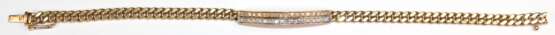Armband, 585er GG/ WG, Mittelteil 2-reihig mit 36 kleinen Brillanten von zus. ca. 0,5 ct. besetzt, Flachpanzerkette, Steckschloß mit Sicherheitsacht, Ges.-Gew. 12,4 g, L. ca. 18 cm - Foto 1
