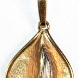 Kette mit Anhänger, in stilisierter Blattform, mit Brillant, 585er GG, ca. 3,0 g, Kettenlänge ca. 37,8 cm - photo 1