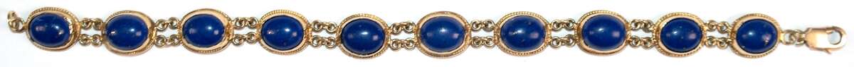 Massives Armband, 585er GG, ca. 15,8 g, 10 Lapislazuli-Cabochons, Länge ca. 19 cm - фото 1