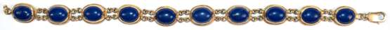 Massives Armband, 585er GG, ca. 15,8 g, 10 Lapislazuli-Cabochons, Länge ca. 19 cm - фото 1