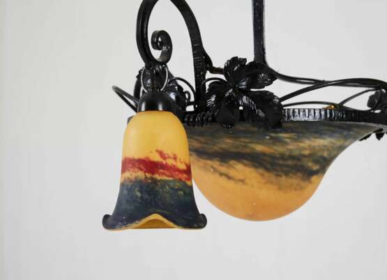 Art Nouveau style chandelier. France 20th century. Metal glass Art Nouveau 20th century - photo 2