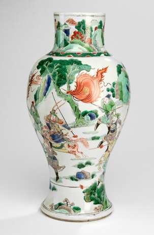 'Famille verte'-Vase aus Porzellan mit Schlachtenszene - Foto 1