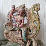 An Indian deity decorated with fine carvings Bois naturel Oriental Art 20th century - photo 2