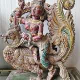 An Indian deity decorated with fine carvings Bois naturel Oriental Art 20th century - photo 4