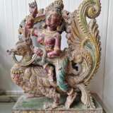 An Indian deity decorated with fine carvings Bois naturel Oriental Art 20th century - photo 6
