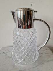Glass pitcher with ice container