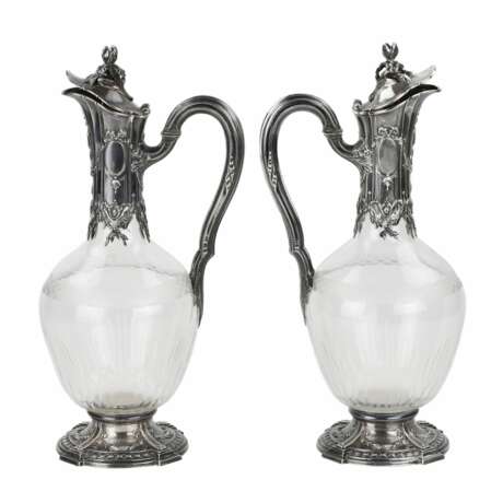 Pair of French glass wine jugs in silver. 19th century. Silver Glass Early 20th century - photo 2