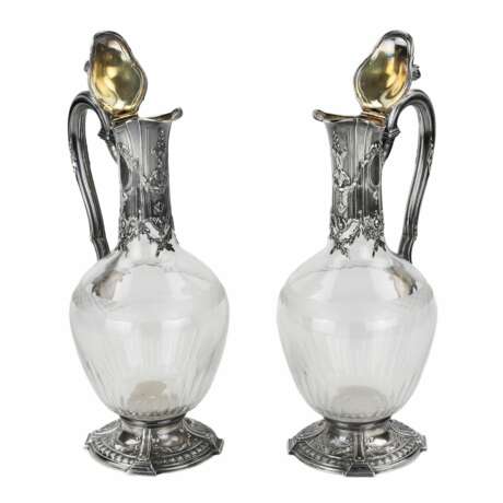Pair of French glass wine jugs in silver. 19th century. Silver Glass Early 20th century - photo 5