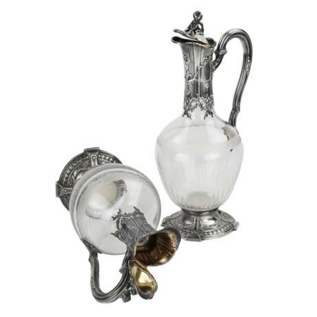 Pair of French glass wine jugs in silver. 19th century. Silver Glass Early 20th century - photo 6