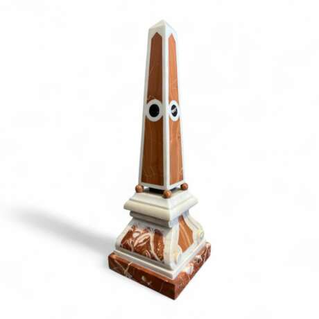 19th Century Pair of Obelisks in Carrara Marble Sicilian Jasper &amp; Black Portoro Marble Napoleon III 19th century - photo 8