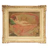 EMIL BAYES (&Eacute;MILE BAES). 1889-1953 Nu sur un canape. oil on panel At the turn of 19th -20th century - Foto 1