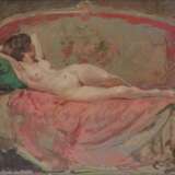 EMIL BAYES (&Eacute;MILE BAES). 1889-1953 Nu sur un canape. oil on panel At the turn of 19th -20th century - Foto 2