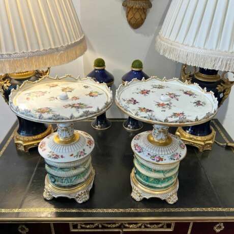 Late 19th Century Pair of Serving Platters in Paris Porcelain Porcelaine Napoleon III Late 19th century - photo 7