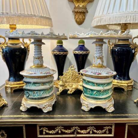 Late 19th Century Pair of Serving Platters in Paris Porcelain Porcelaine Napoleon III Late 19th century - photo 8